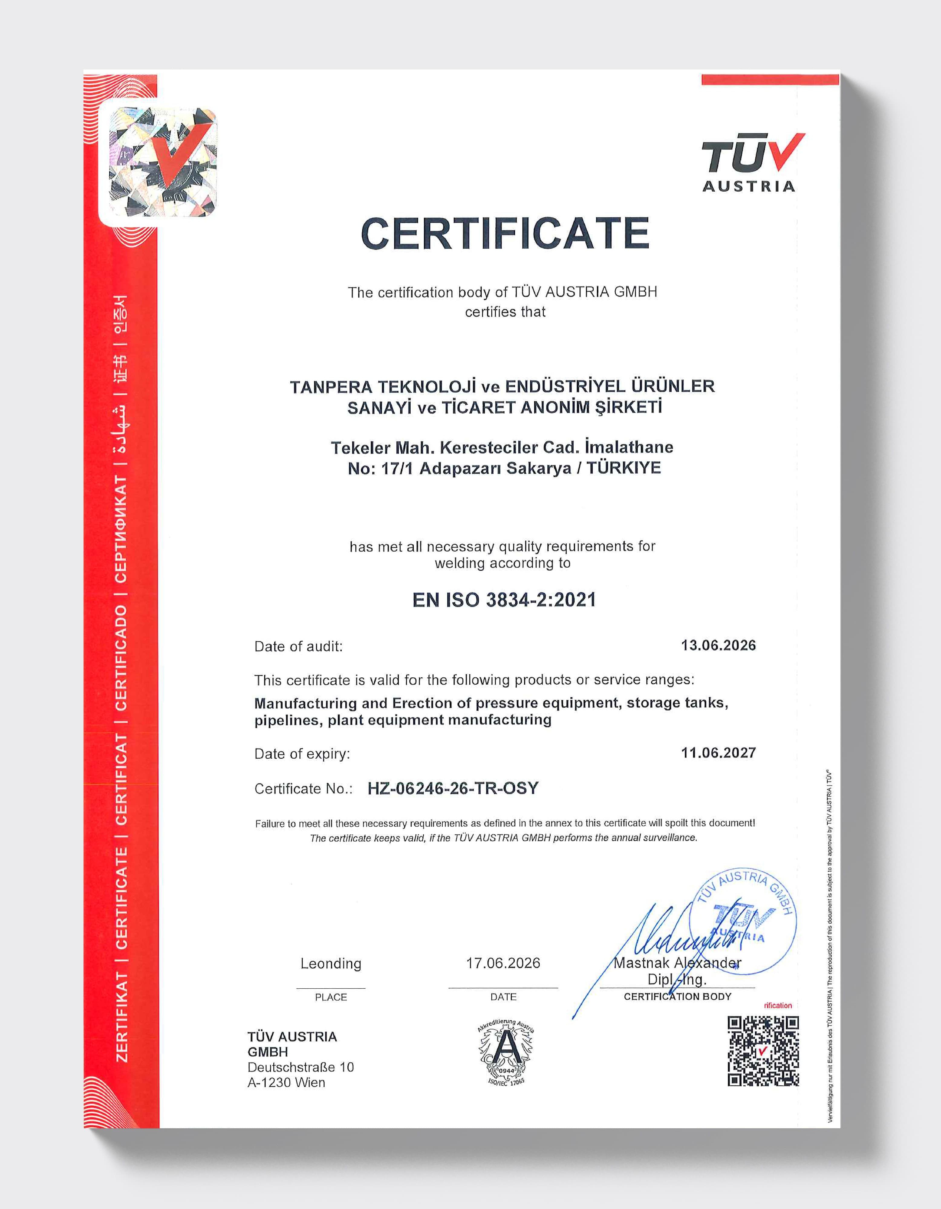 ISO 3834-2 — Kaynak Kalite Yönetimi