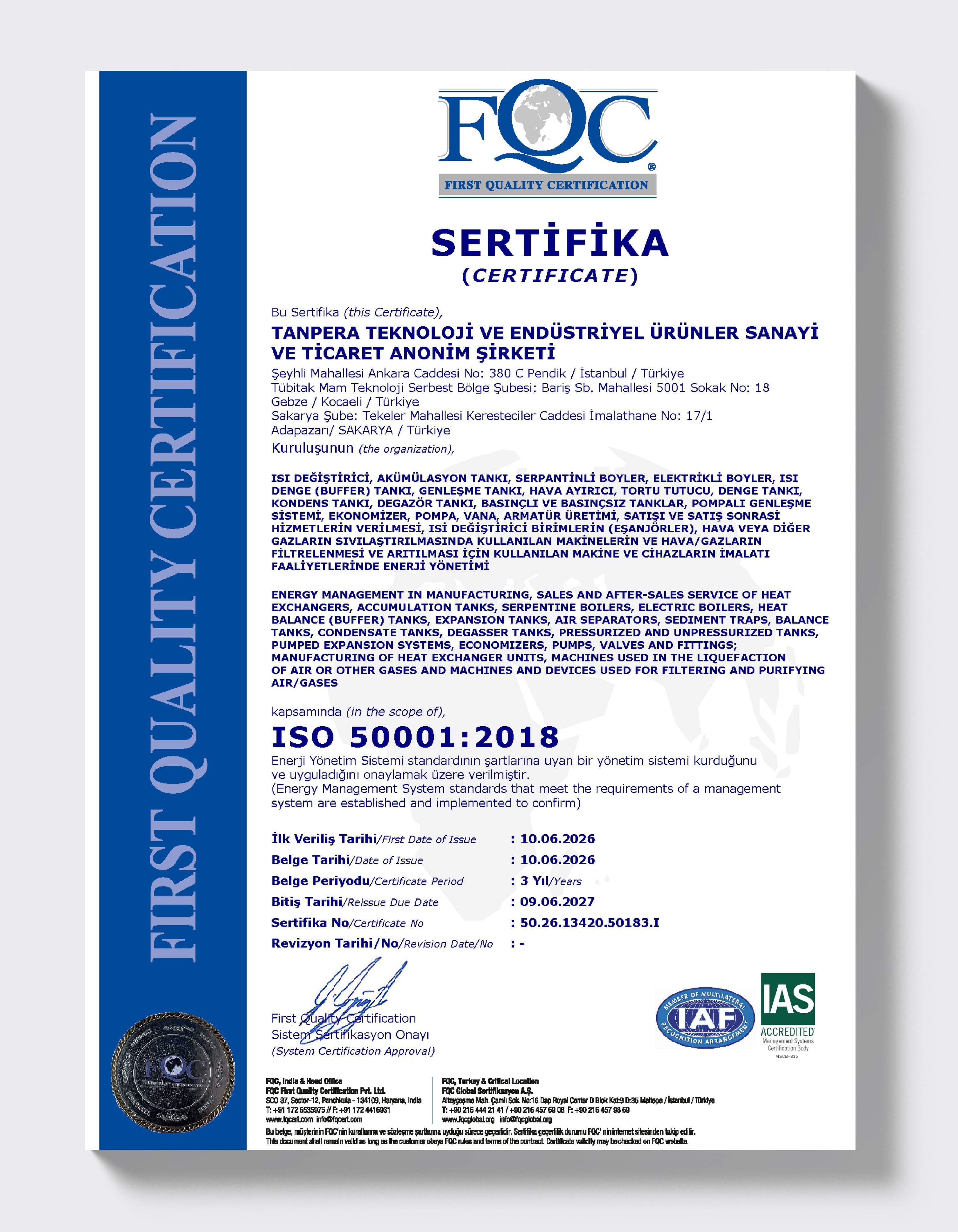 ISO 50001:2018 — Enerji Yönetim Sistemi